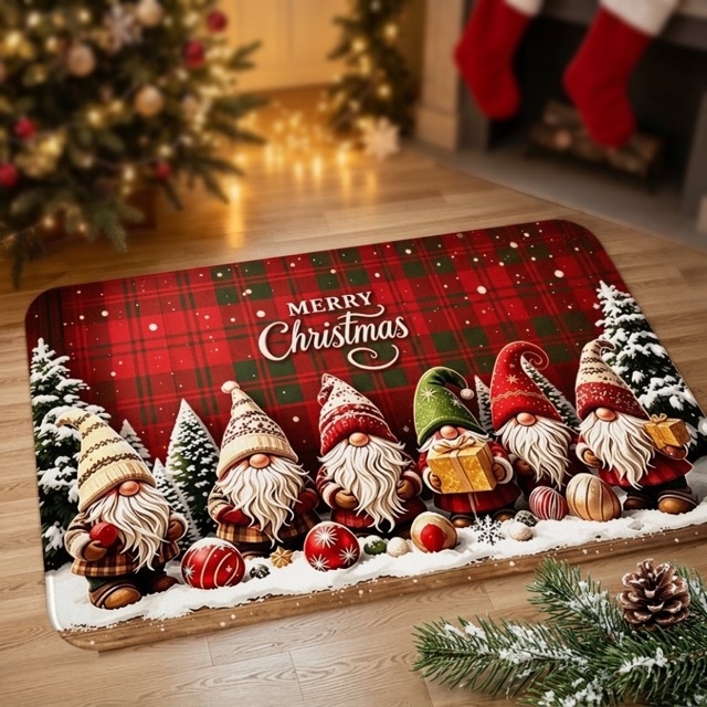 Коледен килим с гноми Merry Christmas (50х80 см)