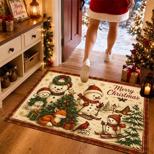 Коледна изтривалка Весели снежни човеци Merry Christmas