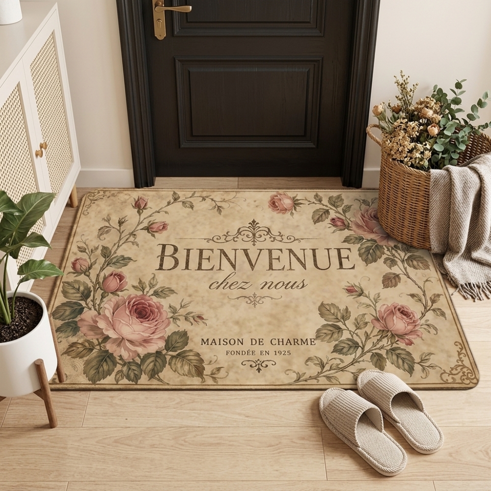 Винтидж входна изтривалка Bienvenue Chez Nous