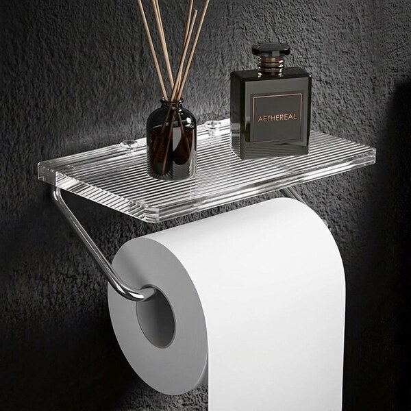Алуминиева поставка за тоалетна хартия с акрилен рафт
