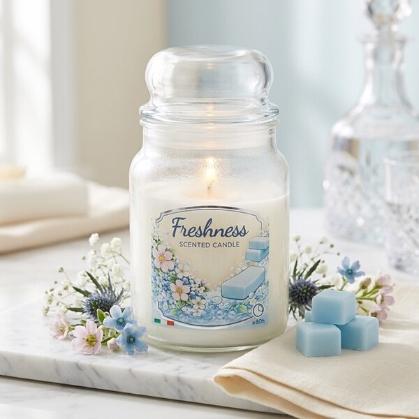 Ароматна бяла свещ Cotton Fresh в буркан 17 см