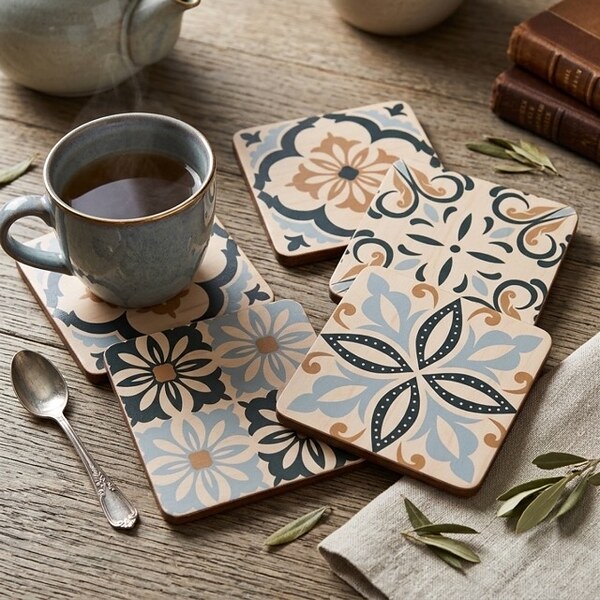 Дървени подложки за чаши с дизайн „Tiles“ – 4 броя