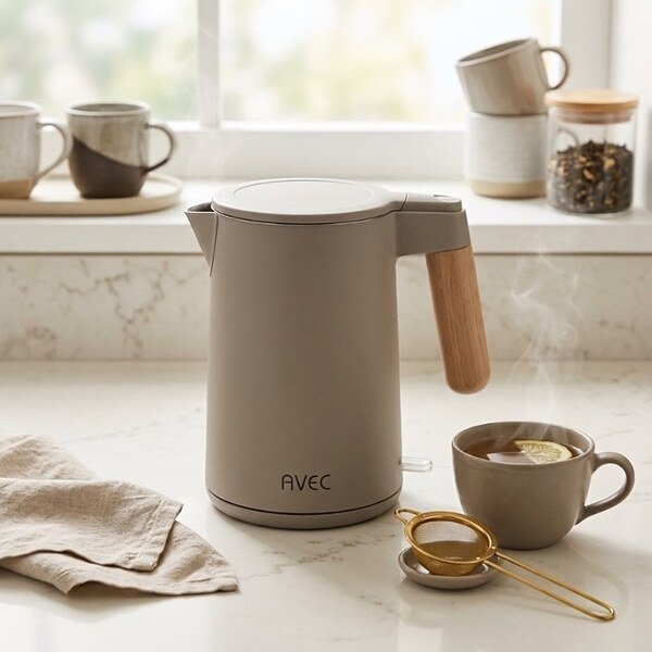 Електрическа кана мат taupe с дървена дръжка, 1.5 л – 2200W