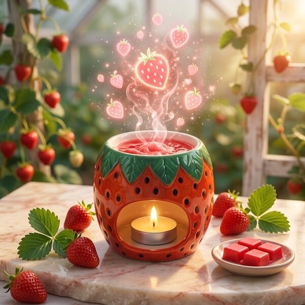 Керамична арома лампа ягода с ароматен восък (Wax Melt)