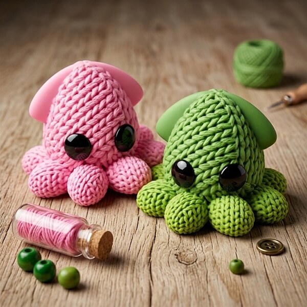 Knitted Baby Squid – Очарователна фигурка с плетен дизайн