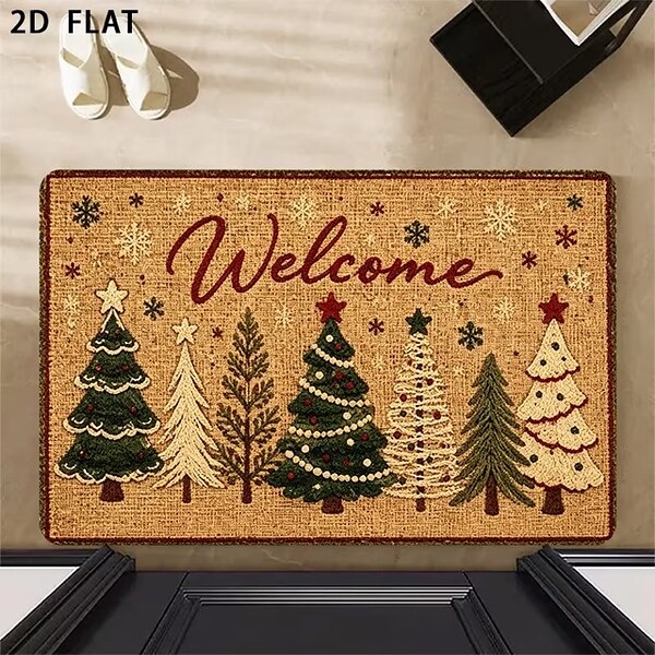 Коледна изтривалка Welcome с празнични елхички