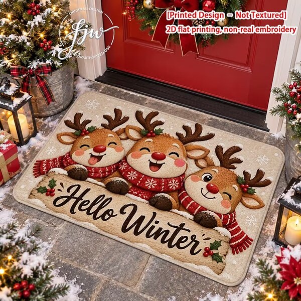 Коледно килимче за праг Hello Winter с еленчета