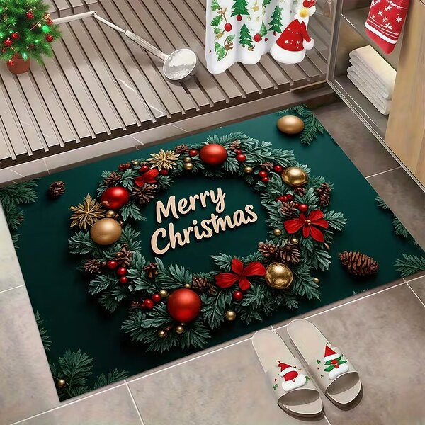 Комплект Коледни килимчета с венец Merry Christmas