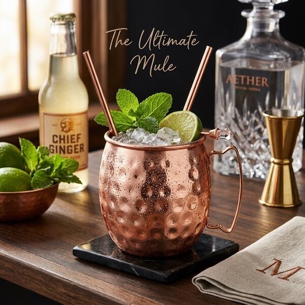 Метална чаша „Moscow Mule“ за коктейли – розово злато, 500 мл