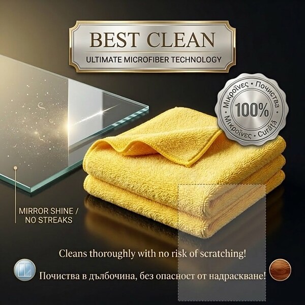 Микрофибърна кърпа за прах Best Clean – жълта, 35 x 35 см