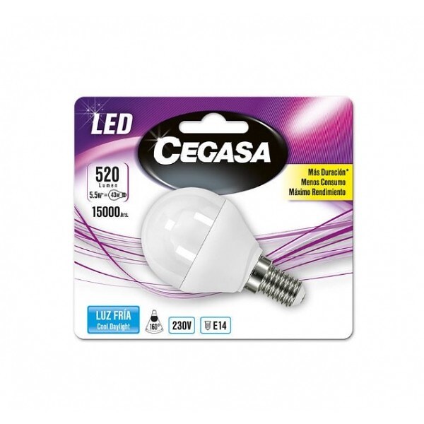 СФЕРИЧНА LED КРУШКА ЗА ЛАМПА CEGASA E14 6 W A+ БЯЛА СВЕТЛИНА