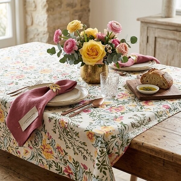 Водоустойчива покривка за маса „Floral“